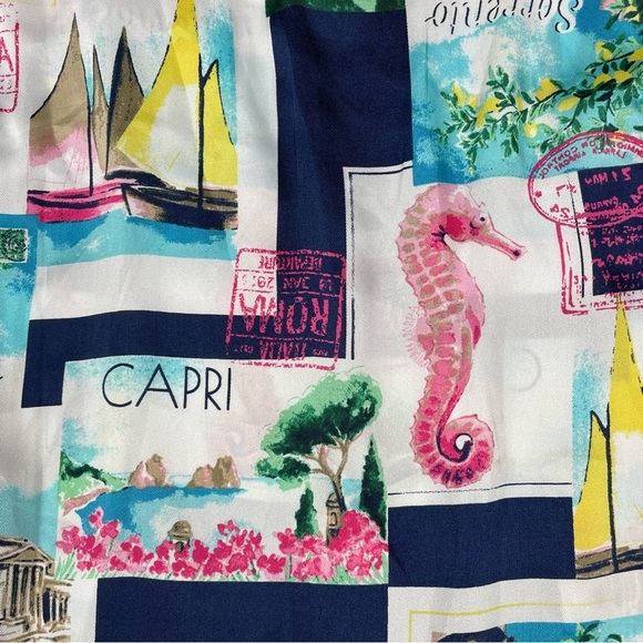 Talbots Postcard-Print Sleeveless Whimsical Fun Colorful Tank Top Shell - Sz XS - Picture 8 of 15